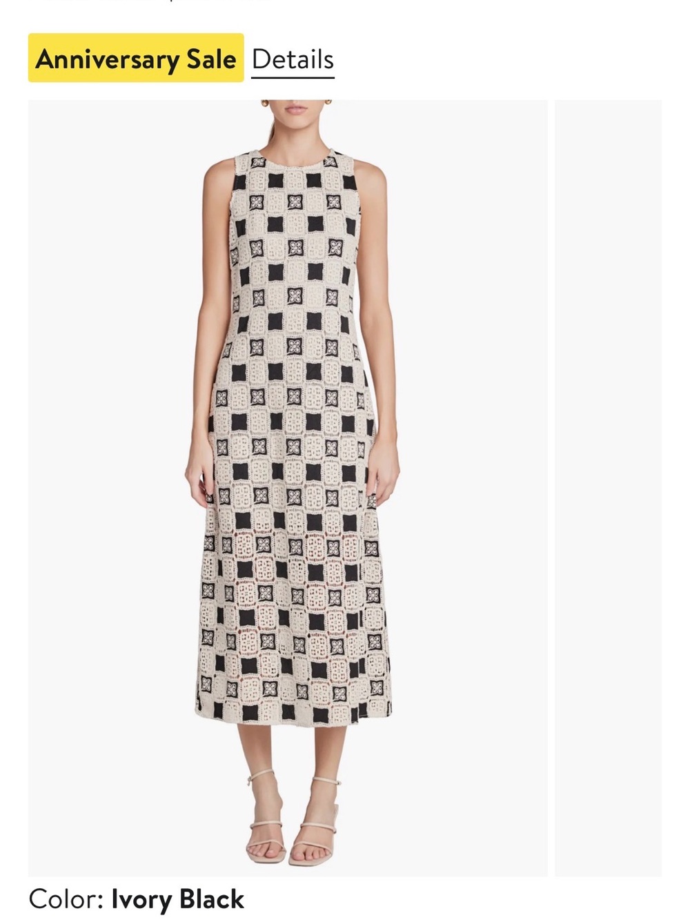 English Factory Ivory and Black Sleeveless Midi Dress